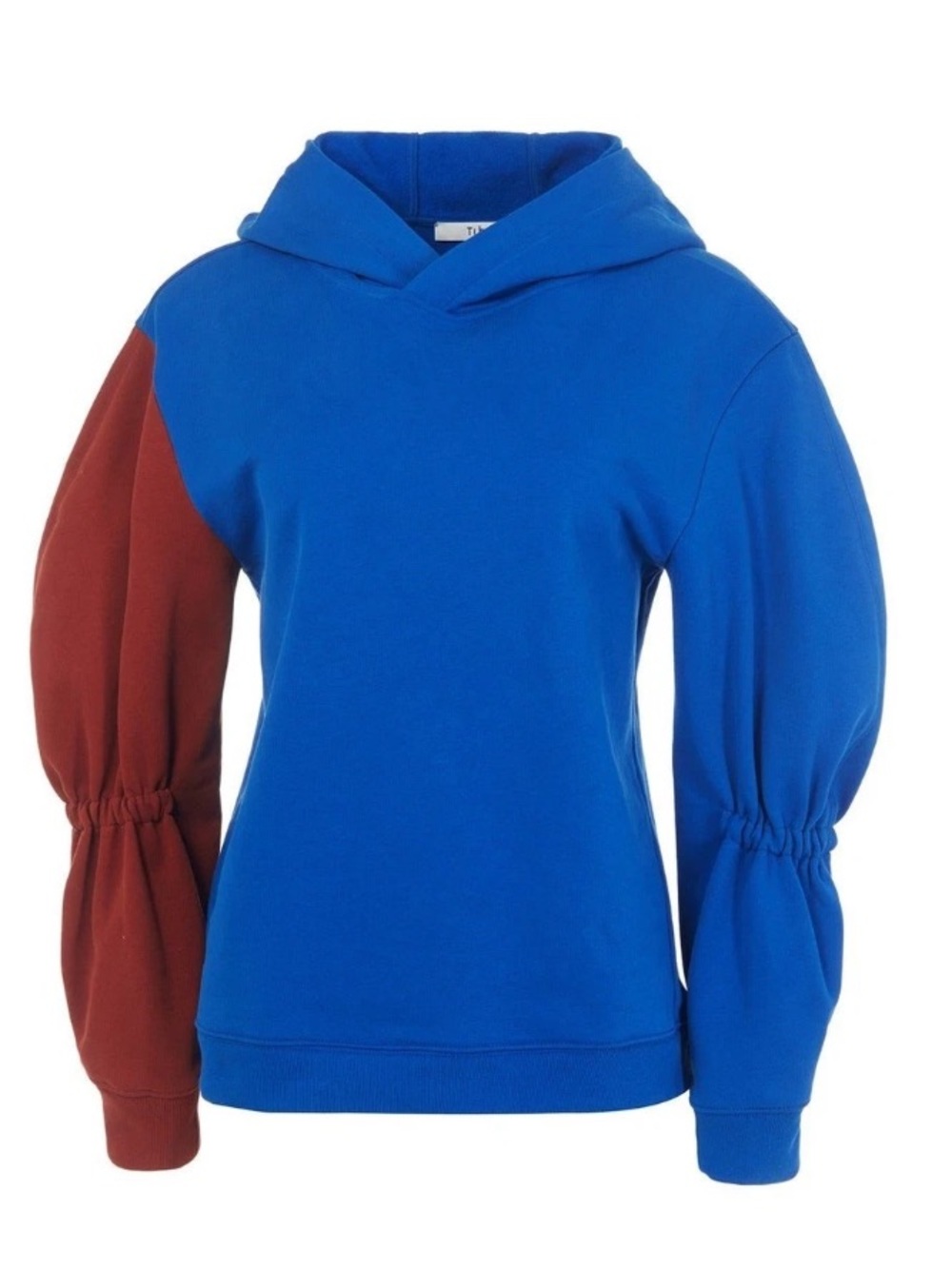 Tibi Colorblock Sculpted Sleeve Hoodie Sweatshirt Blue Red XS